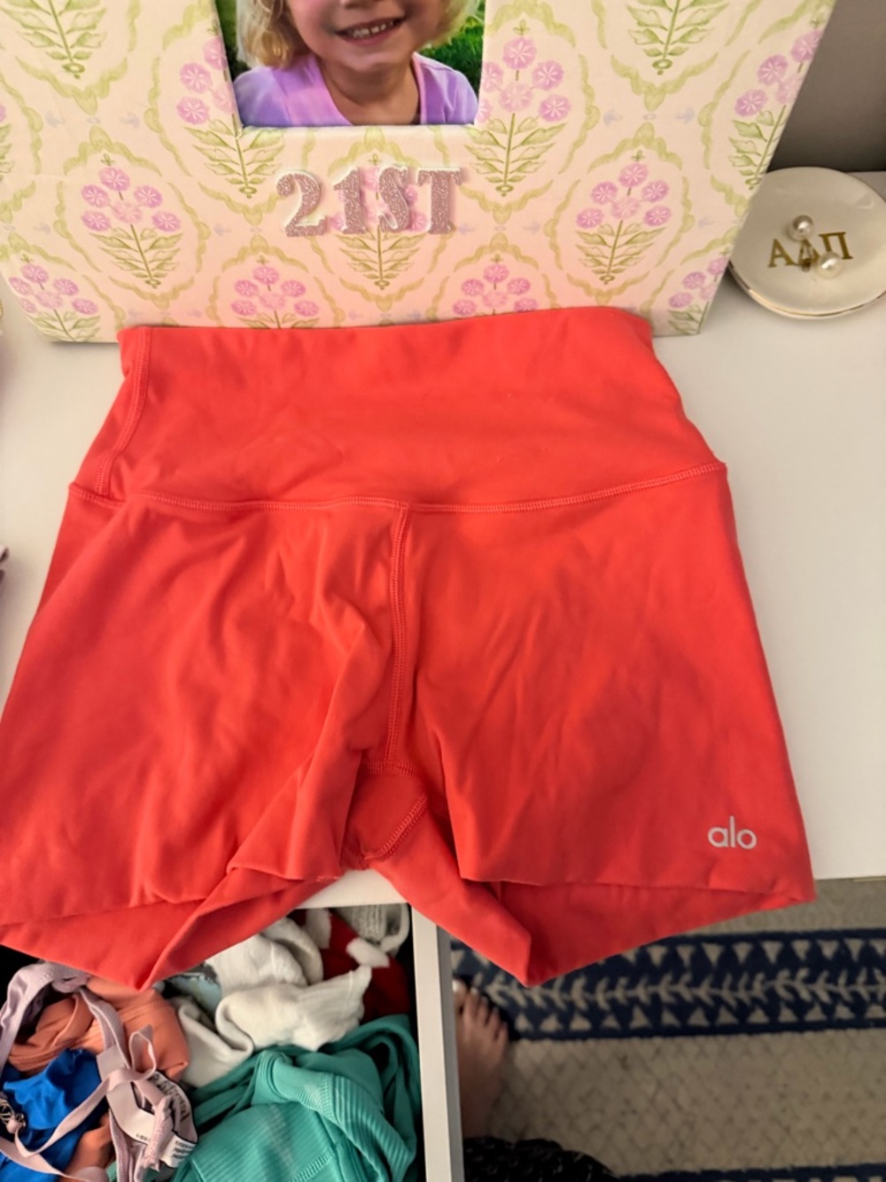 ALO Yoga High-Rise Coral Bike Shorts